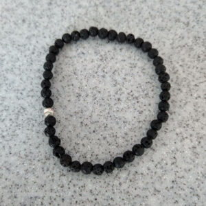 Lava and Silver Beaded Bracelet Black 2 Lava and Silver Beaded Bracelet Black 2