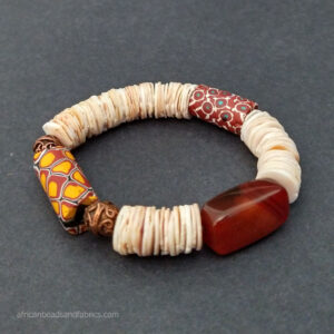 Snail Shell Bracelet with Antique Venetial Millefiori Glass Beads Snail Shell Bracelet with Antique Venetial Millefiori Glass Beads