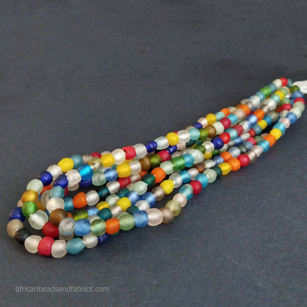 African Recycled Glass Beads 8 to 10mm multicoloured African Recycled Glass Beads 8 to 10mm multicoloured