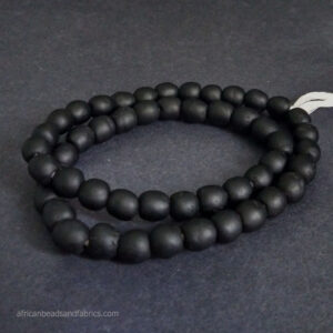 Black Recycled Glass Krobo Beads 10 to 11mm Round