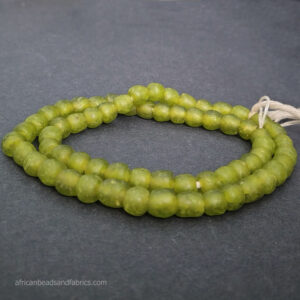 African Beads Ghana Krobo Recycled Glass Lime Green 8 to 9mm African Beads Ghana Krobo Recycled Glass Lime Green 8 to 9mm