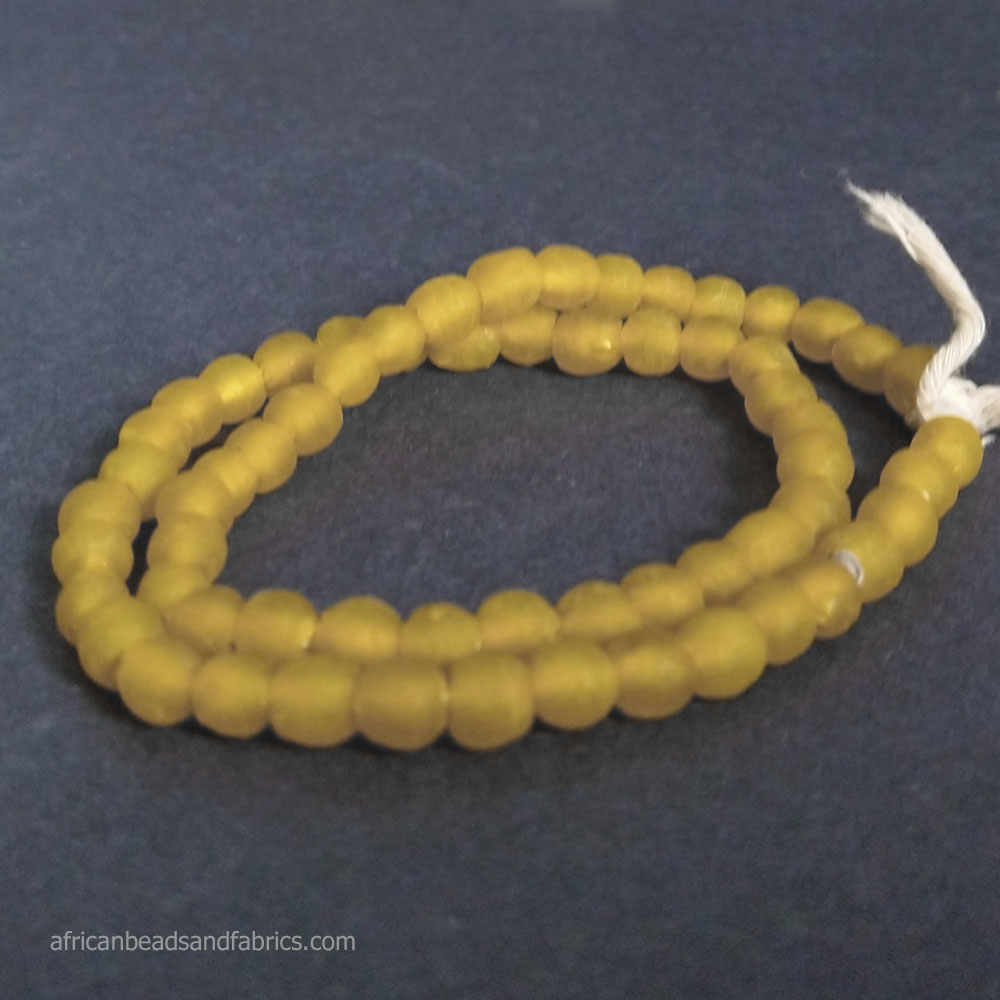 African Beads Ghana Recycled Glass 7mm Yellow African Beads Ghana Recycled Glass 7mm Yellow