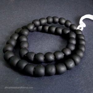 Black African Recycled Glass Beads 12 to 13mm Krobo Ghana