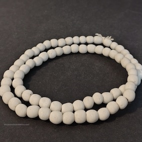 Small White African Recycled Glass Beads Handmade 8mm Round