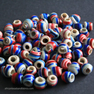 African Recycled Plastic Beads Blue Red White African Recycled Plastic Beads Blue Red White