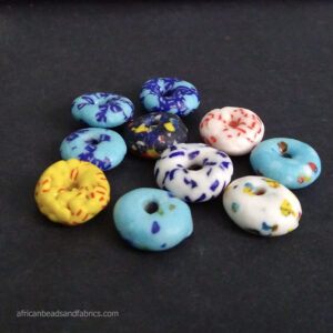 African beads recycled glass doughnut spacers mixed lot2 African beads recycled glass doughnut spacers mixed lot2