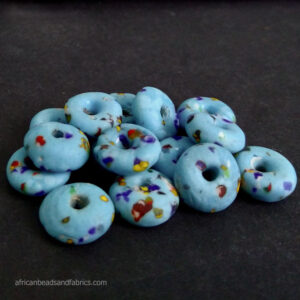 African beads recycled glass doughnut spacers turquoise2 African beads recycled glass doughnut spacers turquoise2