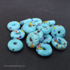 African beads recycled glass doughnut spacers turquoise3 African beads recycled glass doughnut spacers turquoise3