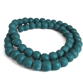12mm Round African Recycled Glass Beads Handmade Teal