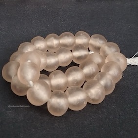 Pink African Beads, Ghana Krobo Recycled Glass, 18mm Handmade Round