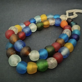 Large African Beads, Ghana Handmade Recycled Glass Multi-colours