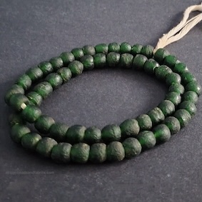 Handmade Recycled Glass Beads Dark Green African Craft 9-10mm