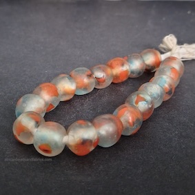 Speckled Red African Beads Krobo Ghana Recycled Glass 13-14mm
