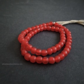 African Beads Krobo Recycled Glass Beads 9-10mm Red