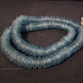 Blue African Doughnut Beads Handmade Krobo Recycled Glass 12-14mm