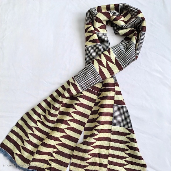 Kente Fabric Handwoven Authentic Ghana Cloth/Shawl, Brown