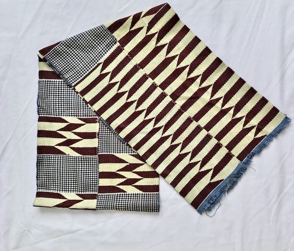 Kente Cloth Handwoven Shawl Brown 2