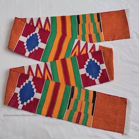 Kente Graduation Stole Ghana Handwoven Cloth Red