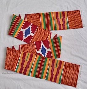 Kente Graduation Stole Ghana Handwoven Cloth Red 2