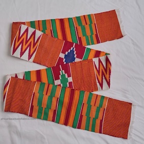 Kente Graduation Stole Ghana Handwoven Cloth Red 3