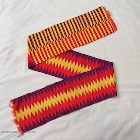 Kente Fabric Handwoven Cotton Piece Red/Purple Mix