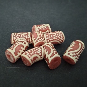 Adinkra African Tube Beads Hand-Painted Gye Nyame Pattern