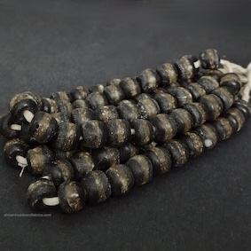 Black African Glass Beads 13-14mm Handmade Round