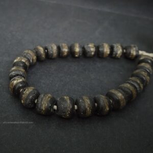 African Beads Krobo Recycled Glass Black Beige 13mm round African Beads Krobo Recycled Glass Black Beige 13mm round