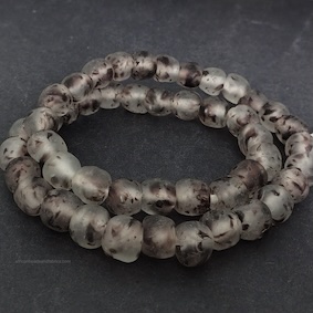 African Beads Handmade Krobo Recycled Glass Mottled Grape