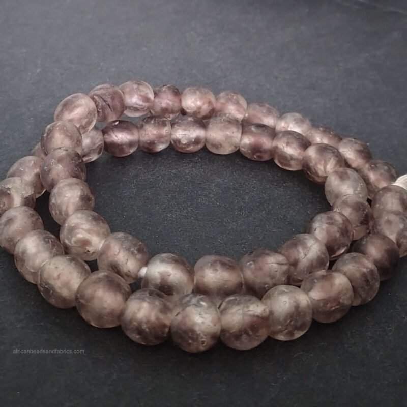 African glass beads mottled red grape 12 to 13mm round