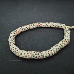 African tube beads spotted cream