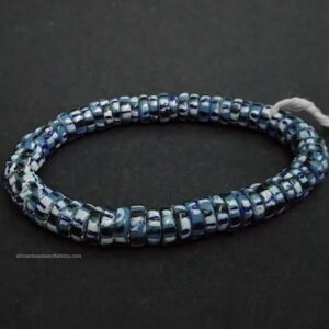 African Beads Handpainted Glass Blue 10mm