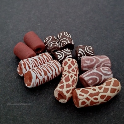 African Beads Recycled Glass Tubes Red Mix