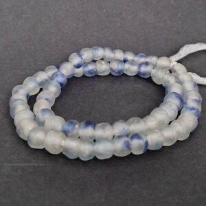 African Beads Round Recycled Glass 10mm Clear and Blue