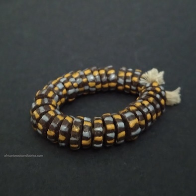 African Disc Beads 13mm Recycled Glass Chocolate Brown