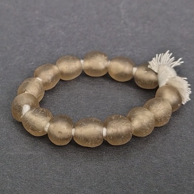 African Beads Recycled Glass 11mm Handmade Beige