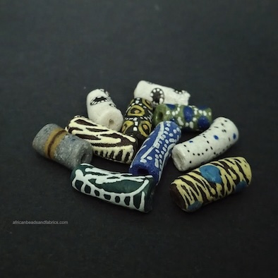 African Tube Beads Recycled Glass Mixed Lot 6