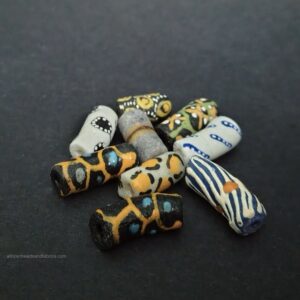 African Tube Beads Recycled Glass Mixed Lot 8 Mixed