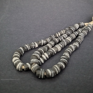 African tube beads black and white strand