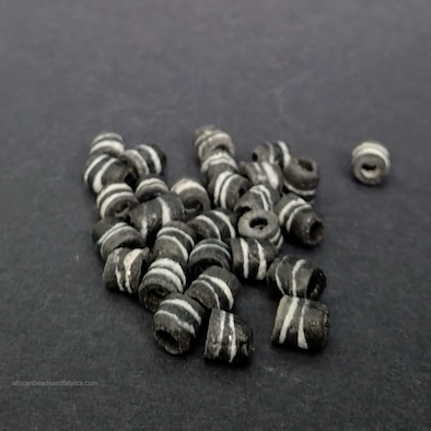 Small Black African Tube Beads Handmade Recycled Glass