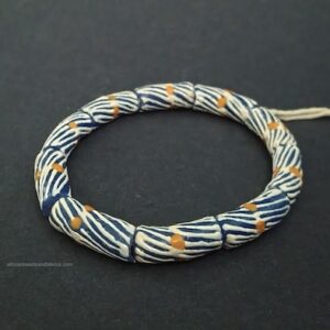 African tube beads blue and cream African tube beads blue and cream
