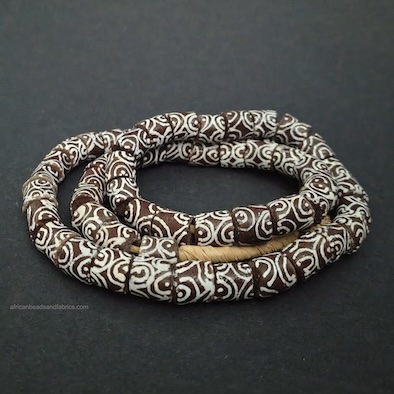 African Beads Krobo Recycled Glass Handmade Brown Tubes