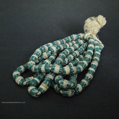 African Tube Beads Handmade Recycled Glass Teal