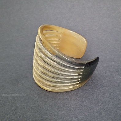 Horn Wrist Cuff Bangle Cream & Charcoal Tones